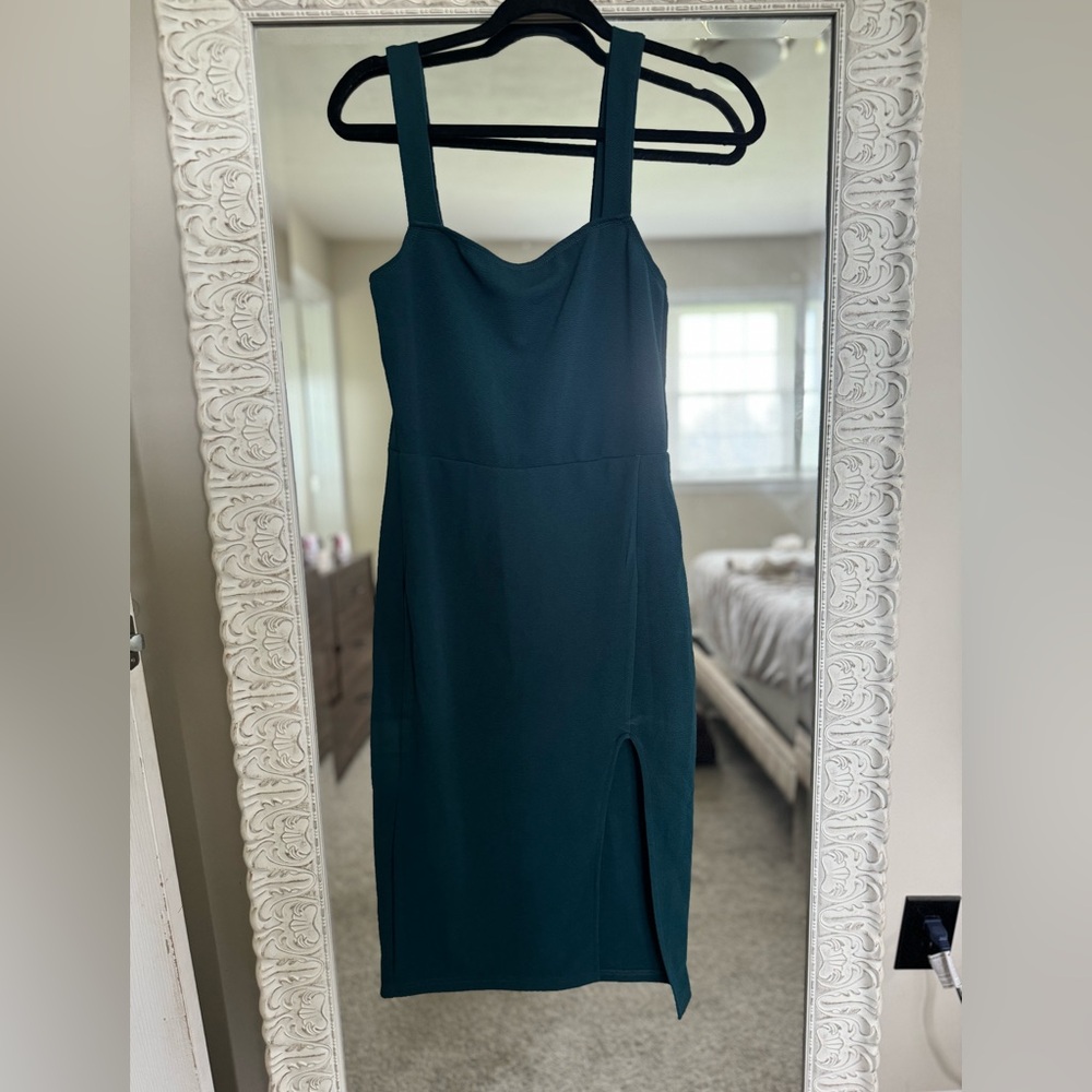 Dark Green. Women’s Split Thigh Tank Dress Bodycon. Size M
